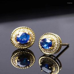 Stud Earrings CAOSHI Delicate Oval Blue Zirconia Crystal Women Graceful Lady Engagement Ceremony Jewellery Exquisite Accessories