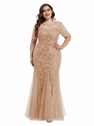 women Plus Size Lg Dres 2023 New Summer Formal Luxury Lace Sequin Chic Elegant Turkish Wedding Evening Party Prom Clothing V0jn#