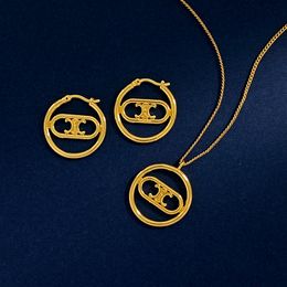 Jewellery Sets Earrings Necklace cel French style simple fashion pig nose circle earrings chain