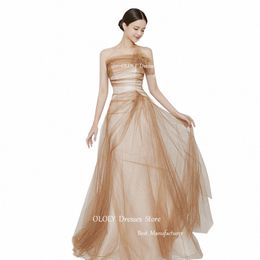 oloey Fairy Brown Tulle Korea Prom Evening Dres Wedding Photo shoot Frs Party Formal Gowns Lg Elegant Y0qq#