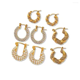 Dangle Earrings Fashion Gold Colour Geometric U-Shape Hoop For Women Punk Hip-Hop Metal Round Circle Party Jewellery