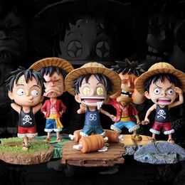 Anime Manga Anime One Piece Action Figure Doll Monkey D Luffy Childhood Funny Q Version Figurine Cute Collectible Model Desktop Ornament Toy 24329