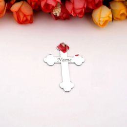 30pcs Mirror Crosses Party Favours Prayer Personalised Cross Shape Acrylic Sticker Wedding Baptism Decor