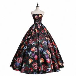 weiyin Prom Dr Vintage Floral Print Strapl Floor Length Wedding Ball GownsPlus Size Lg Robe De Mariee L3a8#