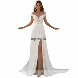 elegant Beach Wedding Dres 2023 Side Split Top Lace Boho Bridal Gown Sexy Lace Applique Custom Made Party Vestidos de Novia C2Om#