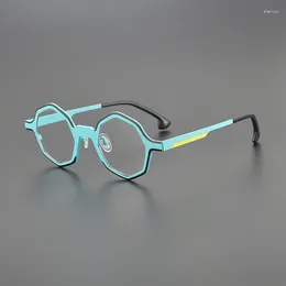 Sunglasses Frames Niche Design Fashion Polygon Glasses Frame Retro Multi-color Splicing Literary Personality Travel Optical Prescription