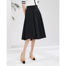 Skirts Mi Apricot Pleated Skirt 2023 High Waist Mid Length A-Line Half For Women Design Small And Drop Delivery Apparel Womens Clothin Otejr