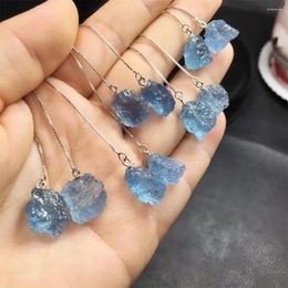 Link Bracelets S925 Natural Aquamarine Eardrop Healing Crystal Dangle Earring Reiki Women Party Wedding Jewellery