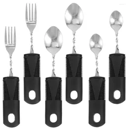 Dinnerware Sets 2 Bendable Cutlery Spoon Fork Appliance Disabled People Utensil Rubber Adaptive Tableware Elder Tools