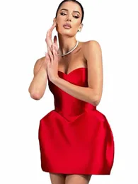 sexy Strapl Party Dr Women Elegant Red Backl Sleevel Slim Petal Dres Female 2024 Spring Evening Club Vestidos x7HJ#