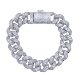 2024 New Silver Color Choker Bracelet for Men 15mm Cuban Link Chain Iced Out Bling Charms Hip Hop Jewelry