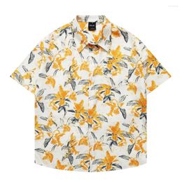 Men's Casual Shirts Vintage Unisex Hawaiian Shirt Streetwear Retro Flowers Graphic Print Summer Beach Hip Hop Short Sleeve Button Up Tops