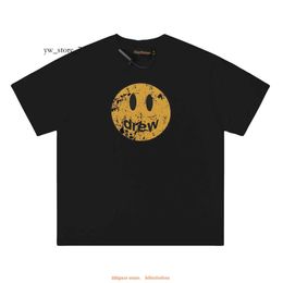 Drew Designer Fashion Clothing Tshirt Luxury Mens Casual Tees Vintage Washed Old Smiling Face Unisex Cotton Double Yarn Loose Drew Tshirt 8889