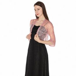 elegant Pink Wedding Jacket Wraps Grey Navy Black Lace Shrug Bridal Bolero Jacket Coat Short Sleeve Women Formal Prom Bolero S8o3#