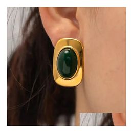 Stud Fashion Jewellery Emerald Gold Plated Earrings Tarnish Stainless Steel For Drop Delivery Dhrox