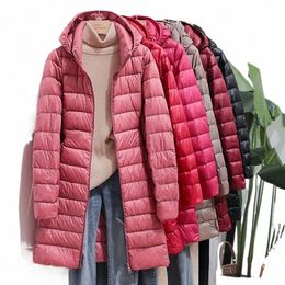 2023 Winter Womens Womens coreano Fi Slim Remova o capuz Parka Fable Outerwear Jackets Down Jackets LG Light Coat Casaco Pomber Q60W#