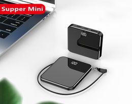 LHZW SMtech Mini Small Powerbank With Cable For iPhone Android Mobile Phone External Battery Fashion Desgin Supper Thin Portabel C7348102