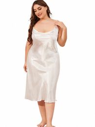 women Plus Size Pyjamas Dr V Neck Full Slip Lounge Dr Sleepwear Satin Silk House Nightgown Sexy Nighty 3XL G6uF#