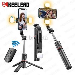 Selfie Monopods KEELEAD Selfie Stick Tripod with Fill Light Wireless Bluetooth 45.66 Inch Bracket Portable Tripod for iPhone 14/13 Smartphone 24329