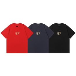 Spring and Summer New T-shirt Flocking Letters round Neck Pullover Short Sleeve Men and Women Same Style One Batch Delivery