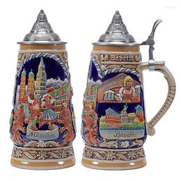 Mugs German Beer Stein Mug Large Capacity Retro Ceramic Handmade Cup Germany Tankard Glass 600ml Fathers Mens Gift