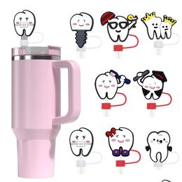 Shoe Parts Accessories 8 Designs Cartoon Tooth Series Soft Rubber St Cap Dust Plug 10Mm Personality Diy Sleeve Decorative Buckle D Dhekg