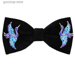 Bow Ties Mens Bow Tie Metal Wings Goldfish Animal Rhinestone Accessories Groom Wedding Banquet Bowties Handmade Jewelry Gift Y240329