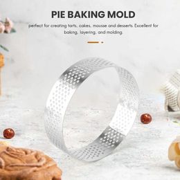 Baking Moulds 10Pcs Circular Tart Rings With Holes Stainless Steel Fruit Pie Quiches Cake Mousse Mould Kitchen Mould 7cm