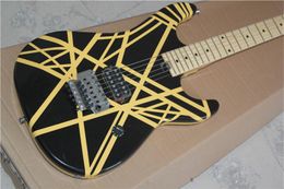 Double Shake 22 Grade Electric Guitar Black and Yellow Striped Body Maple Fingerboard Manufacturer Direct Sales 2024