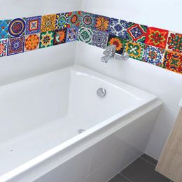 Wallpapers Removable Film Wallpaper Vintage Tile Stickers Mexico Bathroom Backsplash Peel Waterproof