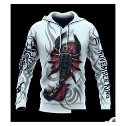 Felpe con cappuccio da uomo Felpe Men039S Uomo Casual 3D Stampa Novembre Scorpione Tattoo Man Plover Donna Felpa con cappuccio Giacca Hiphop Un85 Dhgjn