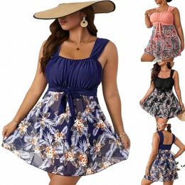 skirt Style Plus Size Bikini Women Beach Swimsuit Fr Printed Fi High Waist Swimwears Female Spring Summer u6Bg#