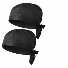 2pcs Chef Hats Waiter Uniform Caps Bakery BBQ Grill Hats Cook Hats Black P1BZ#