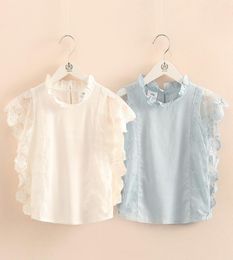 Summer New Design2 3 4 6 8 9 10Years Thin Sweet Cute Solid Colour Lace Patchwork Blouse Baby Kids Girls Sleeveless Shirt T200712976634