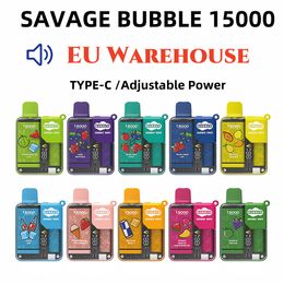 Savage vapes disposable puff 15000 12000 20k vape Cigarette EU Warehouse 28ml 2% 3% 5% 10 Flavours Child Lock Screen Display Mesh Coil Rechargeable vs randm puff 9000