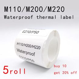 5PK E210 Label Paper 3020mm 320pcsroll White Tape Waterproof Barcode Price Tag Sticker for Printer M110 M220 240325