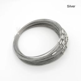 Components 100pcs/lot 18 Inch Silver 1MM Stainless Wire Cable Steel Chain Cord Necklace Screw Clasp Jewelry Making Findings