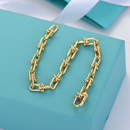 Unisex Designer Armband Messing Gold plattiert u-brracelet Kette Kette Metallkaltstil Hufeisenpaar Armband