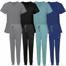 multicolor Scrubs Uniform Short Sleeve Tops+Pants Nursing Uniform Women Surgery Workwear Scrub Set Pet Shop Doctor Scrub Medical 52UW#