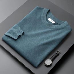 Men's Sweaters Knitted Sweater Solid Colour Autumn And Winter Long Sleeved O-neck For Simple Pure Cotton Washed Inner Layering Top Z67