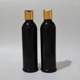 Storage Bottles 30pcs 250ml Empty Black Plastic Bottle With Gold Silver Disc Cap 250cc PET Essential Oil Shampoo Shower Gel Cosmetic Packing