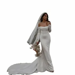 elegant Off Shoulder Lg Sleeve Mermaid Wedding Dr Strapl Lg Train Bridal Wedding Gowns Sexy White Wedding Dres 2023 D9h8#