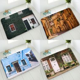 Bath Mats European Style Scenery Mat Retro Door Window Non-Slip Bedroom Kitchen Doormat Rug Washable Carpet Foot Pad Home Decor