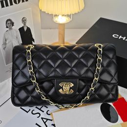 Designer bags High quality With original box Bag plaid flap caviar sheepskins Handbag Gold Silver chain leather double letter Gold color buckle Luxury women bags