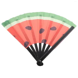 Decorative Figurines China Japanese Style Hand Fan Watermelon Printing Retro Decor Handheld Chinese Bamboo Bone