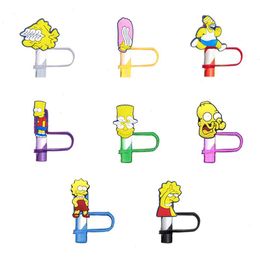 8colors funny family members silicone straw toppers accessories cover charms Reusable Splash Proof drinking dust plug decorative 8mm/10mm straw party