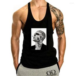 Men's Tank Tops Top Men OF MAN TATTOO SMOKE CIGARETTE SKULL THE HAPPINESS IS HAN MY