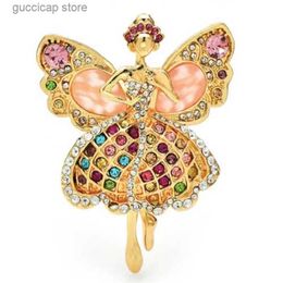 Pins Brooches Classic Fashionable Luxurious Rhinestone Butterfly Angel Girl Brooch Alloy Exquisite Womens Badge Dress Accessories Matching Y240329