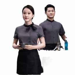 summer New Hotel Waiter Workwear Short Sleeve Shirt Chinese Dining Restaurant Hot Pot Restaurant Staff Clothing p9cG#