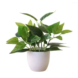 Decorative Flowers Simulation Plants Plastic Fake And Green Leaves Potted Living Floral Arrangements Room Decor